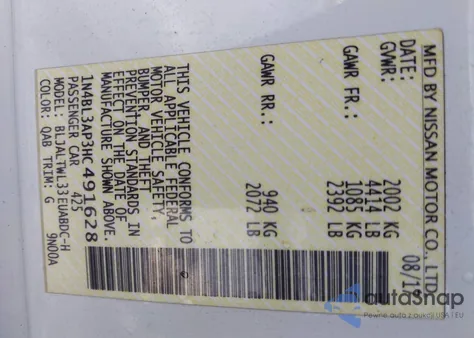 2017 Nissan Altima 3.5 Sl z USA, uszkodzony, nr VIN 1N4BL3AP3HC491628